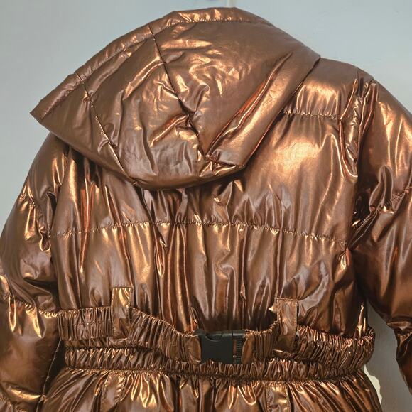 NWT Nichole Lynel NL The Label Metallic Copper Puffer Belted Snow Suit-Size L - Picture 5 of 15